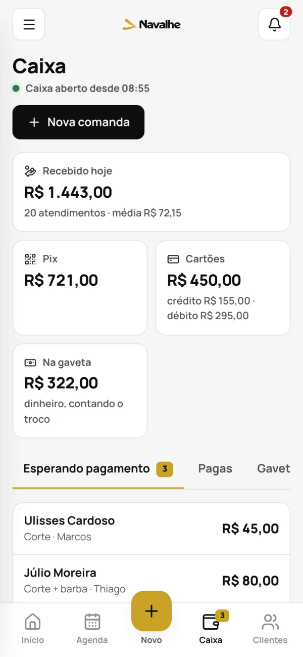Caixa do dia: Pix, cartões, dinheiro na gaveta e quem está esperando pagamento
